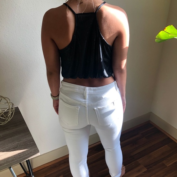 Cute Sparkly Black Cropped Top - Picture 5 of 7